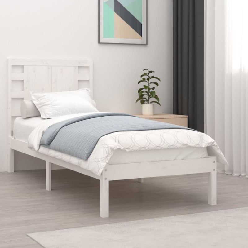 vidaXL Giroletto Bianco in Legno Massello 75x190 cm Small Single vidaXL Giroletto Bianco in Legno Massello 75x190 cm Small Single