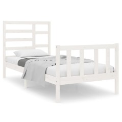 vidaXL Giroletto Bianco in Legno Massello 75x190 cm Small Single