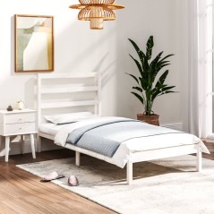 vidaXL Giroletto Bianco in Legno Massello 75x190 cm Small Single
