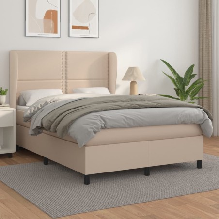 vidaXL Giroletto a Molle con Materasso Cappuccino 140x190cm Similpelle