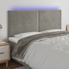 vidaXL Testiera a LED Grigio Chiaro 160x5x118/128 cm in Velluto