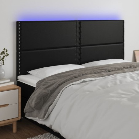 vidaXL Testiera a LED Nera 200x5x118/128cm in Similpelle