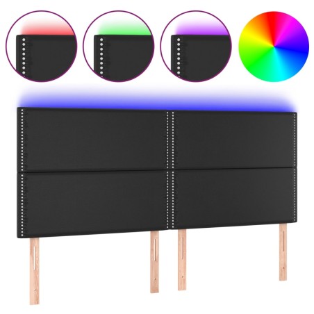 vidaXL Testiera a LED Nera 200x5x118/128cm in Similpelle