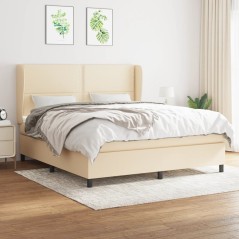 vidaXL Giroletto a Molle con Materasso Crema 180x200 cm in Tessuto