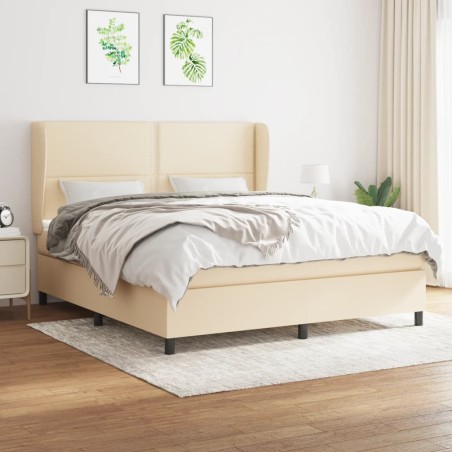 vidaXL Giroletto a Molle con Materasso Crema 180x200 cm in Tessuto
