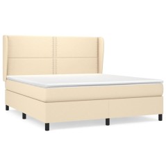 vidaXL Giroletto a Molle con Materasso Crema 180x200 cm in Tessuto