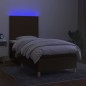 vidaXL Letto a Molle Materasso e LED Marrone Scuro 80x200cm in Tessuto vidaXL Letto a Molle Materasso e LED Marrone Scuro 80x200cm in Tessuto