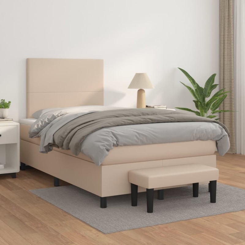 vidaXL Giroletto a Molle con Materasso Cappuccino 120x200cm Similpelle