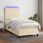 vidaXL Letto a Molle con Materasso e LED Crema 80x200 cm in Tessuto