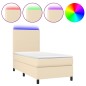 vidaXL Letto a Molle con Materasso e LED Crema 80x200 cm in Tessuto