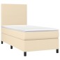 vidaXL Letto a Molle con Materasso e LED Crema 80x200 cm in Tessuto