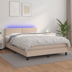 vidaXL Giroletto Molle Materasso e LED Cappuccino 140x200cm Similpelle