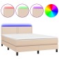 vidaXL Giroletto Molle Materasso e LED Cappuccino 140x200cm Similpelle