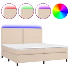 vidaXL Giroletto Molle Materasso e LED Cappuccino 200x200cm Similpelle