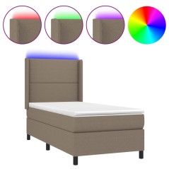 vidaXL Letto a Molle con Materasso e LED Tortora 80x200 cm in Tessuto