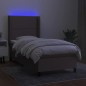 vidaXL Letto a Molle con Materasso e LED Tortora 80x200 cm in Tessuto vidaXL Letto a Molle con Materasso e LED Tortora 80x200 cm in Tessuto