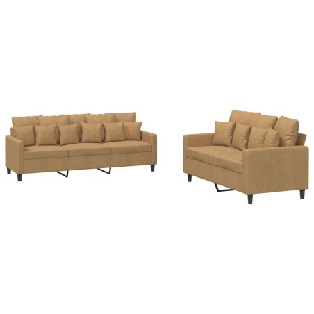 vidaXL Set di Divani 2 pz con Cuscini Marrone in Velluto