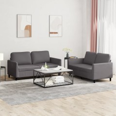 vidaXL Set di Divani 2 pz con Cuscini Grigio in Similpelle