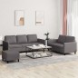 vidaXL Set di Divani 3 pz con Cuscini Grigio in Similpelle vidaXL Set di Divani 3 pz con Cuscini Grigio in Similpelle