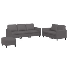 vidaXL Set di Divani 3 pz con Cuscini Grigio in Similpelle
