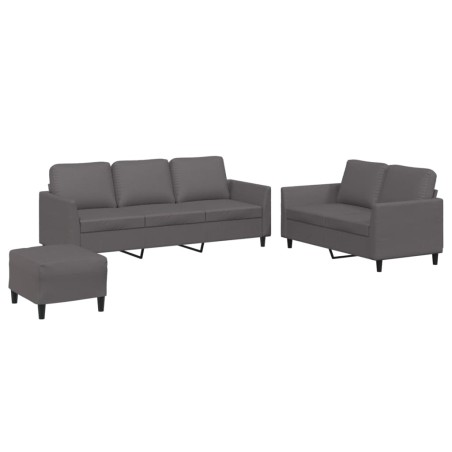 vidaXL Set di Divani 3 pz con Cuscini Grigio in Similpelle