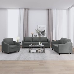 vidaXL Set di Divani 3 pz con Cuscini Grigio Scuro in Tessuto