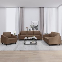 vidaXL Set di Divani 3 pz con Cuscini Marrone in Tessuto