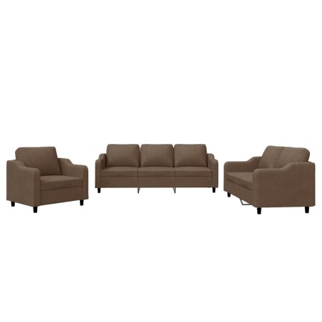vidaXL Set di Divani 3 pz con Cuscini Marrone in Tessuto