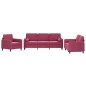 vidaXL Set di Divani 3 pz con Cuscini Rosso Vino in Velluto vidaXL Set di Divani 3 pz con Cuscini Rosso Vino in Velluto