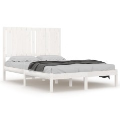 vidaXL Giroletto Bianco in Legno Massello 120x190 cm Small Double