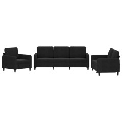 vidaXL Set di Divani 3 pz Nero in Velluto