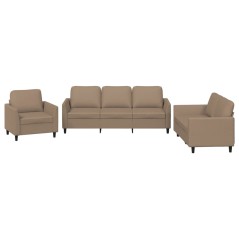 vidaXL Set di Divani 3 pz con Cuscini cappuccino in Similpelle