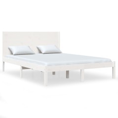 vidaXL Giroletto Bianco in Legno Massello 120x190 cm Small Double