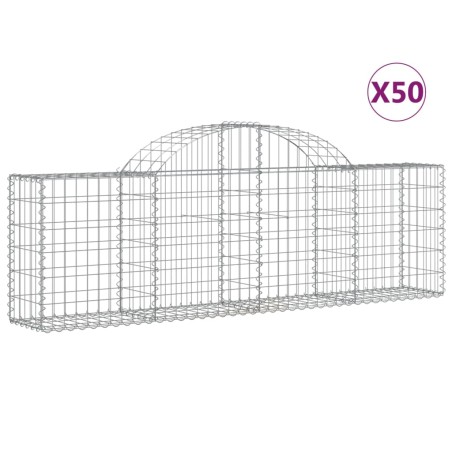 vidaXL Cesti Gabbioni ad Arco 50 pz 200x30x60/80 cm Ferro Zincato