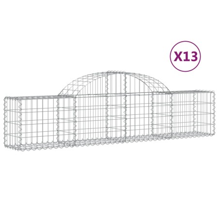 vidaXL Cesti Gabbioni ad Arco 13 pz 200x30x40/60 cm Ferro Zincato