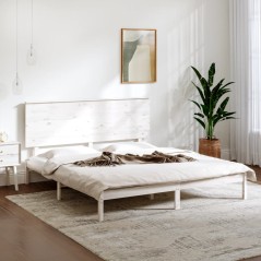 vidaXL Giroletto Bianco in Legno Massello 150x200 cm King Size