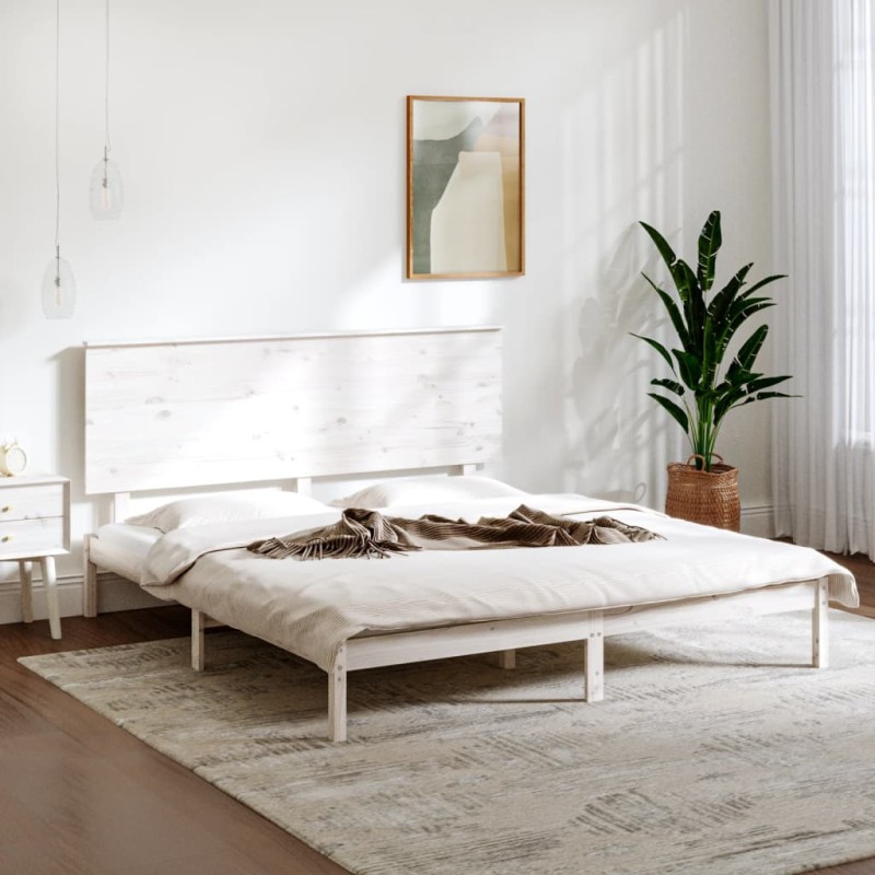 vidaXL Giroletto Bianco in Legno Massello 150x200 cm King Size