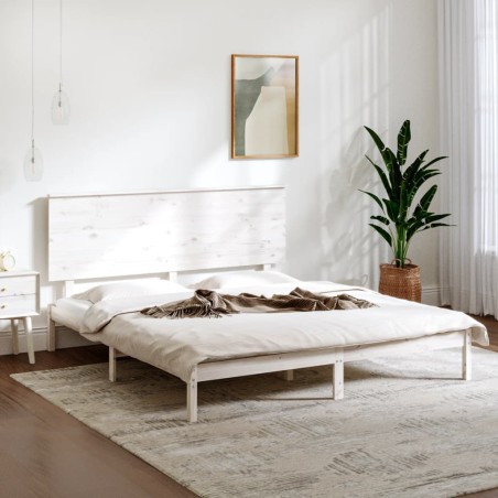 vidaXL Giroletto Bianco in Legno Massello 150x200 cm King Size