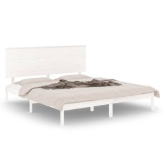 vidaXL Giroletto Bianco in Legno Massello 150x200 cm King Size