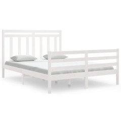 vidaXL Giroletto Bianco in Legno Massello 150x200 cm King Size