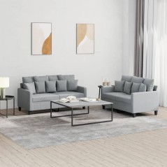 vidaXL Set di Divani 2 pz con Cuscini Grigio Chiaro in Tessuto