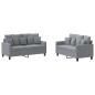 vidaXL Set di Divani 2 pz con Cuscini Grigio Chiaro in Tessuto vidaXL Set di Divani 2 pz con Cuscini Grigio Chiaro in Tessuto