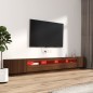 Set Mobili TV 3pz con Luci LED Rovere Marrone Legno Multistrato Set Mobili TV 3pz con Luci LED Rovere Marrone Legno Multistrato