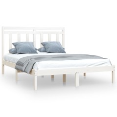 vidaXL Giroletto Bianco in Legno Massello 135x190 cm Double