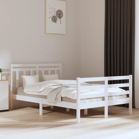 vidaXL Giroletto Bianco in Legno Massello 135x190 cm Double