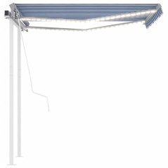 vidaXL Tenda Automatica con Sensore Vento e LED 3x2,5 m Blu Bianca