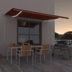 vidaXL Tenda Automatica Sensore Vento e LED 500x300 cm Arancio Marrone