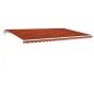 vidaXL Tenda Automatica Sensore Vento e LED 500x300 cm Arancio Marrone vidaXL Tenda Automatica Sensore Vento e LED 500x300 cm Arancio Marrone
