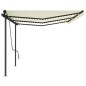 vidaXL Tenda da Sole Retrattile Manuale con LED 6x3 m Crema vidaXL Tenda da Sole Retrattile Manuale con LED 6x3 m Crema