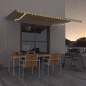 vidaXL Tenda da Sole Retrattile Manuale LED 350x250 cm Gialla e Bianca vidaXL Tenda da Sole Retrattile Manuale LED 350x250 cm Gialla e Bianca
